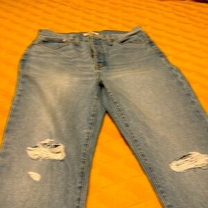 Destroyed rivet fly jeans